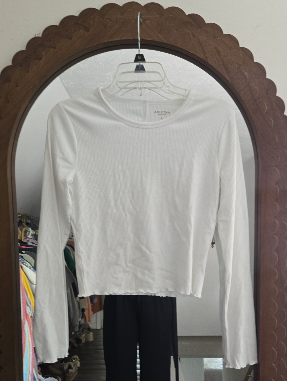 Cropped Ruffled Edge Long Sleeve Tee